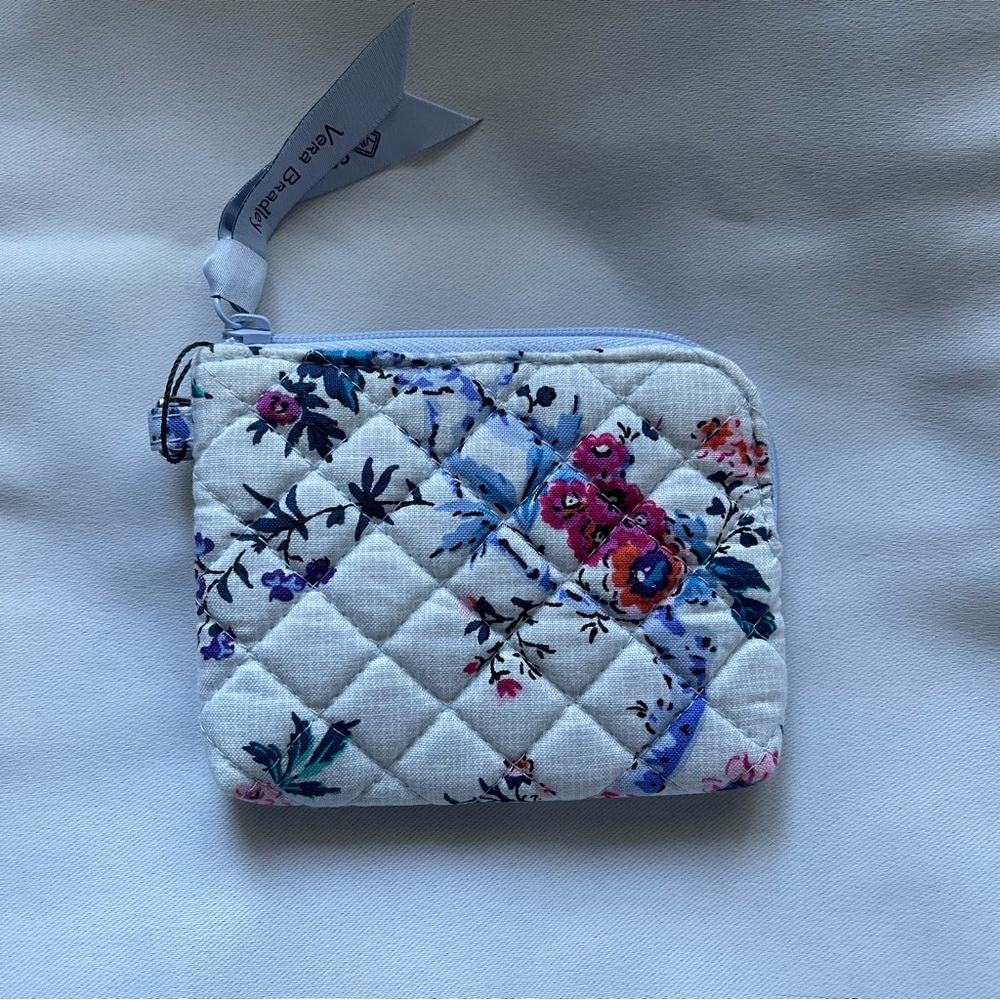 Vera Bradley White and Pink Quilted Cosmetic Bag